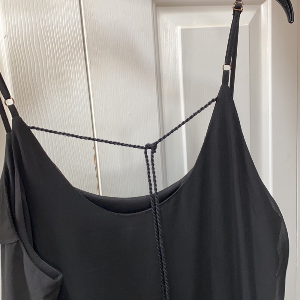 Asymmetrical Black Ruffle Maxi Dress - Picture 4 of 4